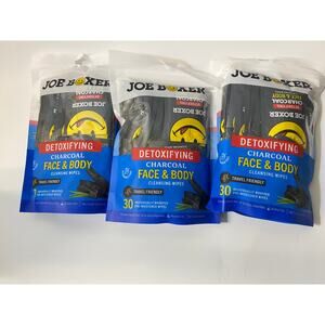 Joe Boxer Detoxifying Charcoal Face and Body Wipes 90 Pack Individually Wrapped